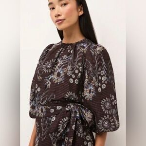 Marie Oliver Size S • Harley 3/4 Puff Sleeve Floral Top Blouse Constellation.